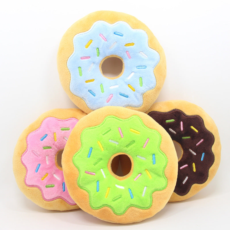 Fun Donut Squeaky Plush Toy