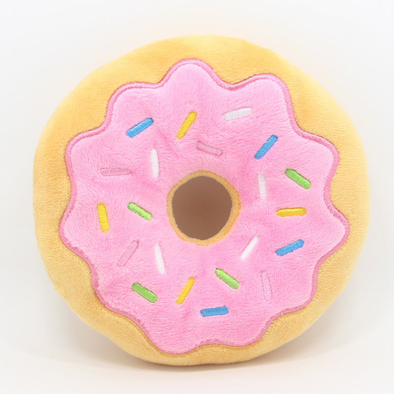 Fun Donut Squeaky Plush Toy